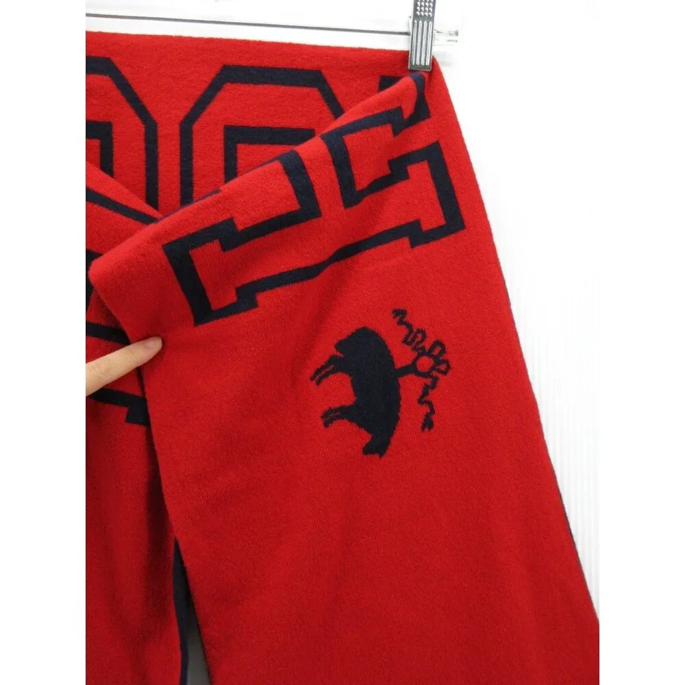 Brooks Brothers Scarf One Size Red Fleece Merino Wool Italian Yarn AOP